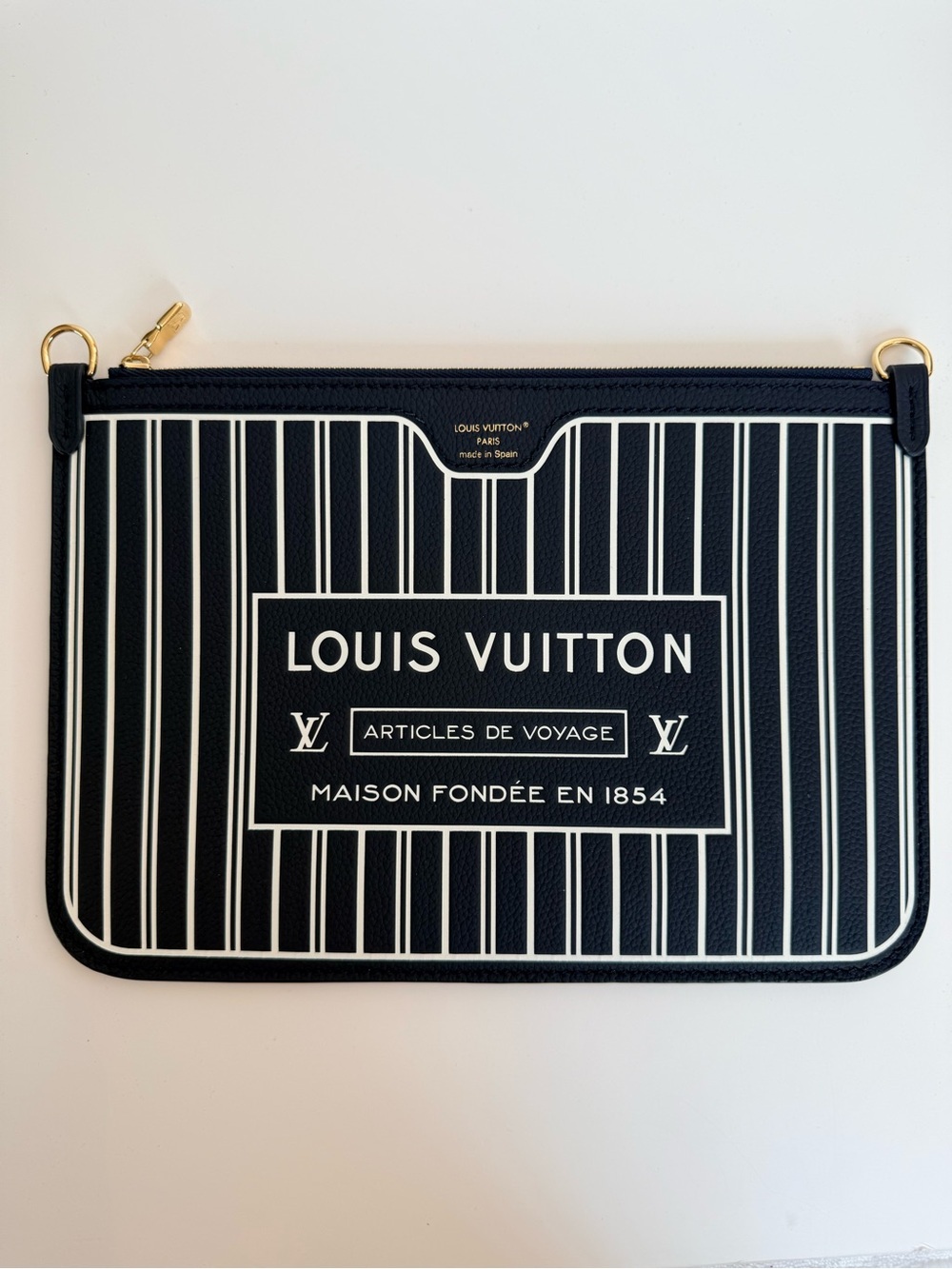 Louis Vuitton Black and White Neverfull Inside Out MM Calfskin  Pochette